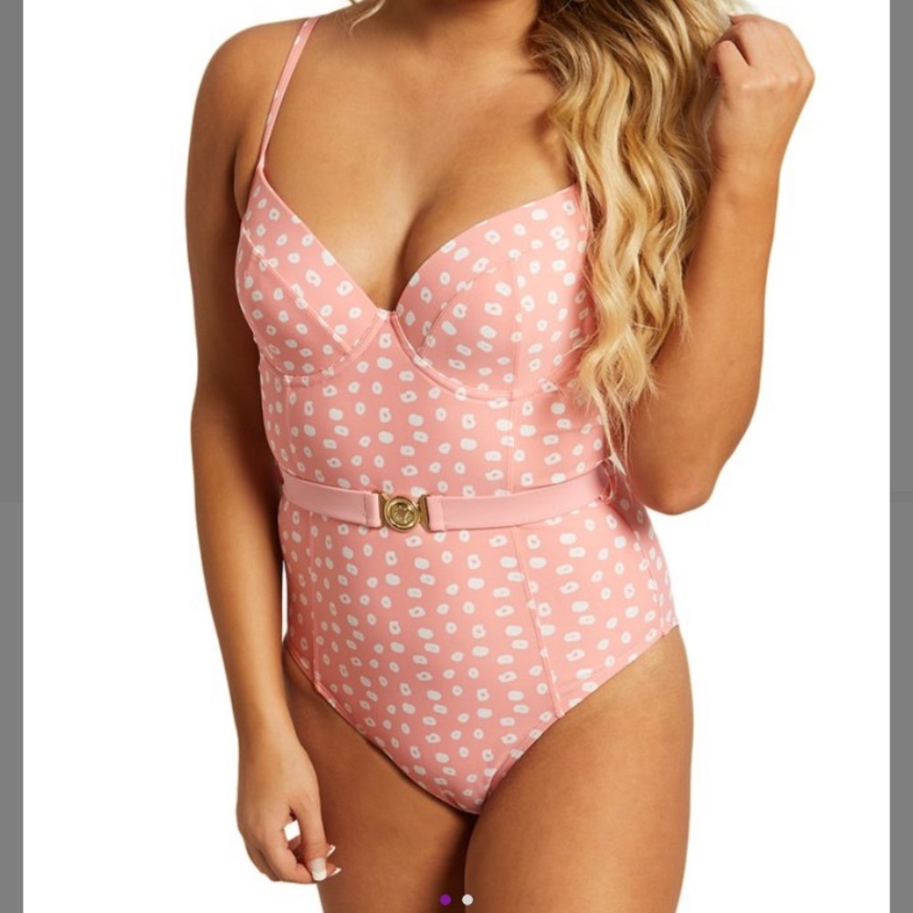 NWT Juicy Couture Polka Dot Belted One Piece